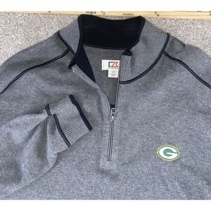 Cutter & Buck 1/4 Zip Green Bay Packers Sweater Jacket NFL Cotton Mens Large